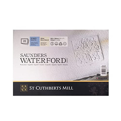 Saunders Waterford Legion Watercolour Block, 140 lb. Cold Press, 7 x 10 inches, White, 20 Sheets (I98-SWB140CP710)