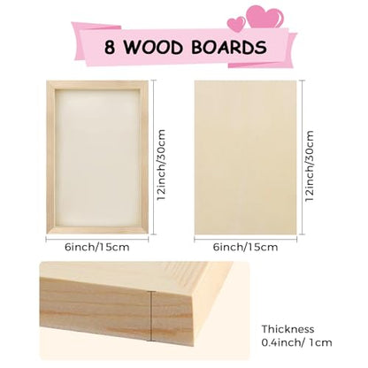 8 Pack 6x12 Inch Unfinished Square Wood Panels for DIY Painting Crafts - size: 6"×12" 8 Pack