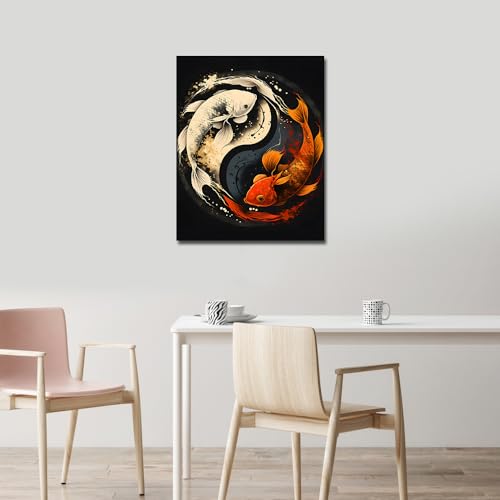 TUMOVO Paint by Numbers Kit for Adults Yin Yang Symbol with Koi Fish - color: Koi Fish