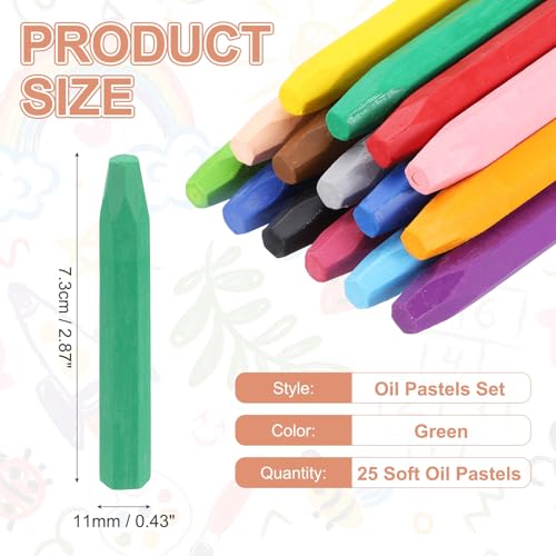 MECCANIXITY 25PCS Oil Pastels Set, Soft Oil Colored Drawing Pastels Chalk Vibrant Color for Artists Art Supplies for Beginners Teachers, Green - color: Green