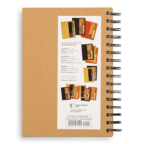 Sketchbook 5.5 x 8" Kraft Spiral Hardcover Mixed Media Sketchbook for Drawing: Acid-Free Quality Paper (128 pages) (Union Square & Co. Sketchbooks)