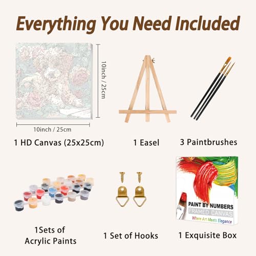 AUKELHJ Framed Paint by Numbers Kit for Adults, Dog, 10x10 inch - color: 07-Dog