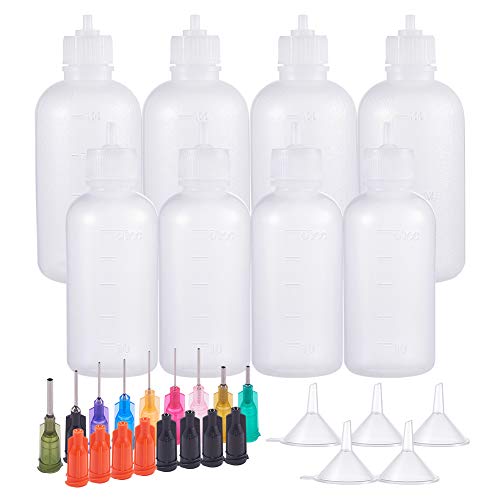 BENECREAT 8 Packs 1.7/3.4oz Multi-purpose DIY Precision Tip Applicator Bottles Set, Fine Needle Tip Glue Applicator Squeeze Bottles for DIY Quilling, Acrylic Paint Artwork Hobbies, Oil Bottle - color: 8 Bottles & 18 Tips & 2 Caps, size: 1.7 Ounce