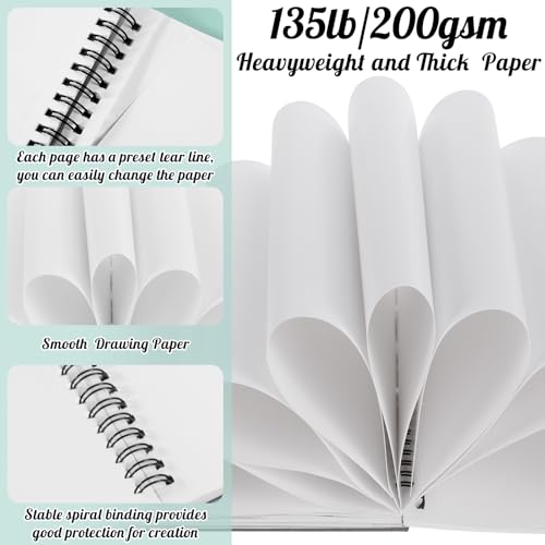 7.6 × 10In Marker Sketchbook, 200gsm Double-Sided Bleedproof Marker Paper | 30 Sheets Acid-Free Smooth Paper, Spiral Bound & Tear Line, Lays Flat for Markers, Pens - size: 7.6×10 Inch (1 pack)