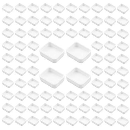 WANDIC Empty Watercolour Paint Pans, 100 Pcs White 1ML Paint Pans Plastic Paint Tins for DIY Watercolor Oils Watercolour Pans Replacements