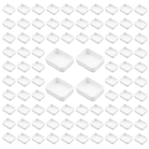 WANDIC Empty Watercolour Paint Pans, 100 Pcs White 1ML Paint Pans Plastic Paint Tins for DIY Watercolor Oils Watercolour Pans Replacements