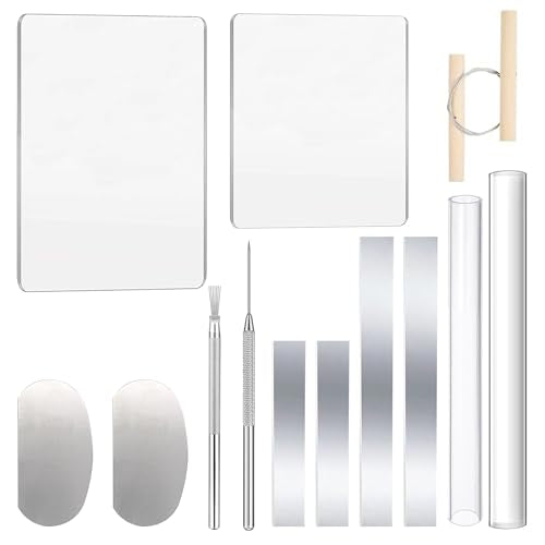 Yayatty Polymer Clay Tools, Acrylic Clay Roller, Acrylic Sheet, Rotary Cutting Mat, Round Polymer Clay Cutters with Clay Slicer Blade for Pottery and Sculpture (13 PCS) - color: 13 PCS