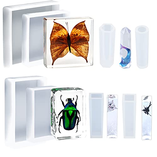 Resin Molds Silicone Kit, Square Pendant Molds for Resin, Insect Specimen | 8PCS,for Resin Jewelry