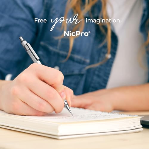 Nicpro 3 Pack Blocky Gear 0.5 mm Metal Mechanical Pencils Set with Case | Lead Drafting Pencil with 480PCS Lead Refills(HB 2B), 4 Erasers, 18 Eraser Refills for Art Writing, Sketching Drawing - style: 0.5mm