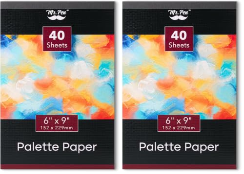 Mr. Pen- Disposable Paint Palette Paper Paint Pad, 6" x 9", 40 Sheets (Pack of 2) - size: 6" x 9", 2 Pack