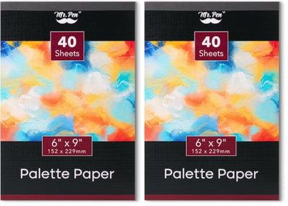 Mr. Pen- Disposable Paint Palette Paper Paint Pad, 6" x 9", 40 Sheets (Pack of 2) - size: 6" x 9", 2 Pack