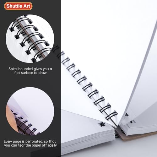 Shuttle Art Marker Pad, 8.3”x8.9” Portable Square Sketchbook, 80 Sheets Marker Drawing Paper, 110LB/180GSM Bleedproof Art Paper, Spiral-Bound, Great for Professional Artist to Draw, Paint & Sketch - size: 8.3x8.9 inch