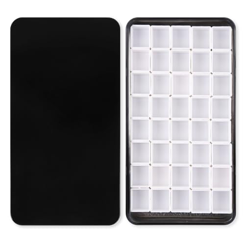 40 Empty Half Pans Watercolor Palette Tins Box with Magnetic Squares | 1.8ml Plastic Half Pan,Metal Paint Tray Palettes for Travel,Lightweight Portable,Watercolor Painting Mixing Tray.Black - color: Black, size: 40 Half Pans
