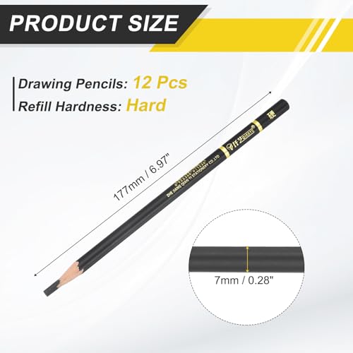 PATIKIL Hard Charcoal Pencils for Drawing, 12Pcs Professional Charcoal Pencils Art Supplies Set Oily Black Break-Resistant for Sketching Artists Beginners Shading Blending