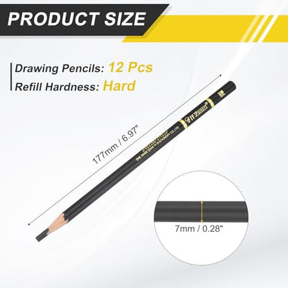 PATIKIL Hard Charcoal Pencils for Drawing, 12Pcs Professional Charcoal Pencils Art Supplies Set Oily Black Break-Resistant for Sketching Artists Beginners Shading Blending
