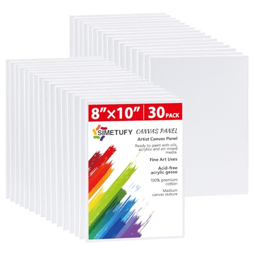 30 Pack 8x10 Inch Painting Canvas, Blank Cotton Canvas Panels | Bulk Value Pack for Party, Acrylics Oil Watercolor Tempera Paints - size: 8"x10"
