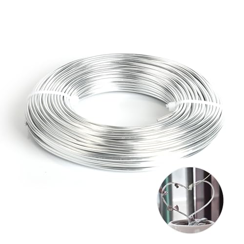 12 Gauge Aluminum Wire 100FT, 2mm Bendable Metal Anodized Aluminum Wire for Sculpting Jewelry Making Crafts Wreath Beading Floral(Silver) - color: Sliver