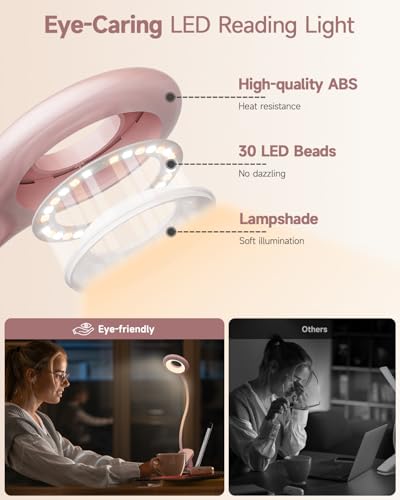 CUHIOY Rechargeable Clip on Reading Light for Bed Headboard, Pink, 1 Pack - color: Pink