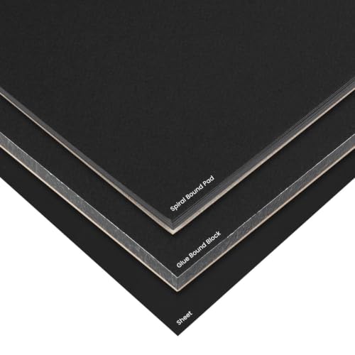 SoHo Urban Artist Black Watercolor Paper Pad, 11x14 12 Sht, Cold Press | Watercolor Spiral Pad, 25% Cotton Acid-Free Paper for Mixed Media, Gouache, Acrylic Paint, Ink & Metallic Watercolor Paint