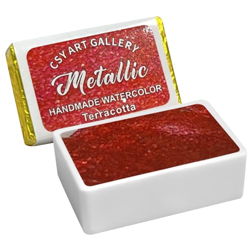Metallic Handmade Watercolor Paint Full Pans Shimmer -Glitter Watercolors Choose Your Color (Terracotta) - color: Terracotta (Full Pan)