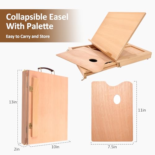 Adjustable Tabletop Sketchbox Easel with Storage Drawer & Palette - style: With 1 wood palette