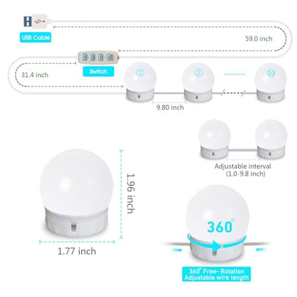 LED Vanity Lights for Mirror Makeup Lighting,Hollywood Style - color: White