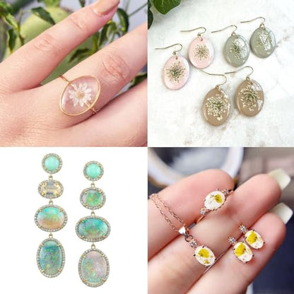FUNSHOWCASE Oval Cabochon Resin Epoxy Silicone Mold - color: 12 Cavities Oval Designs