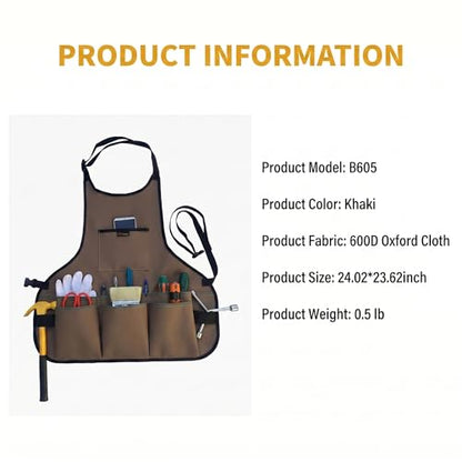 zojo Work Tool Apron with 4 Pockets | Heavy Duty,Adjustable for Woodworking,Mechanics,Carpentry,Gardening,Artists, Barbers,Unisex
