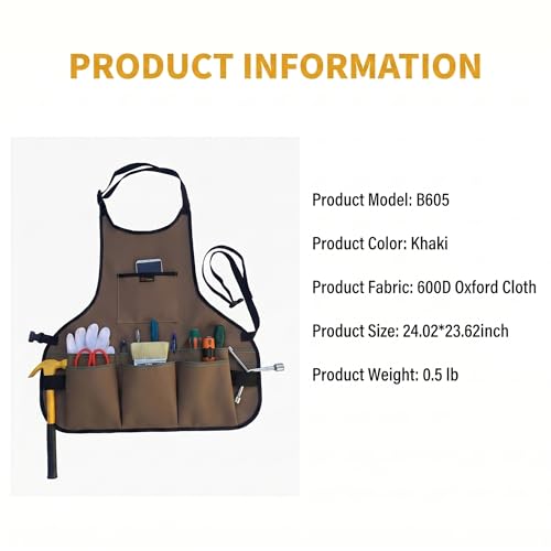 zojo Work Tool Apron with 4 Pockets | Heavy Duty,Adjustable for Woodworking,Mechanics,Carpentry,Gardening,Artists, Barbers,Unisex
