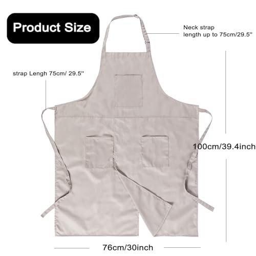 Pottery Split-Leg Make Ceramic Apron, Long Split-Leg Artist Painting Apron with 3 Pockets for Men and Women - color: Khaki Customized Logo