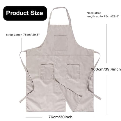Pottery Split-Leg Make Ceramic Apron, Long Split-Leg Artist Painting Apron with 3 Pockets for Men and Women - color: Khaki Customized Logo