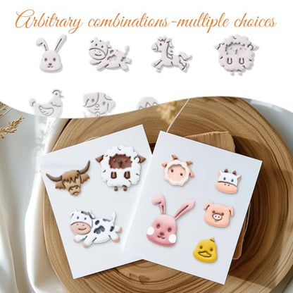 ORIGACH 14 Pcs Farm Animal Clay Cutters Set | Animal Shape Polymer Clay Cutter for Earring Making, Cow Rabbit Chicken Pig Lion Farm House Clay Cutters for Jewelry Making - style: Farm Animals