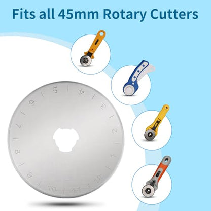 12 pcs 45mm Rotary Cutter Blades,Replacement Rotary Blade for Arts Crafts Quilting Scrapbooking Sewing Fabric Cutting,Arts & Crafts Farbric Paper Cutting Tool By XEKIGU
