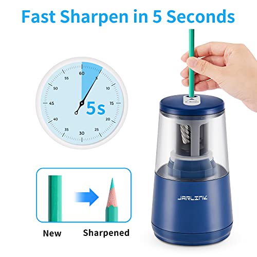 JARLINK Electric Pencil Sharpener, Heavy Duty Helical Blade, Auto Stop - color: Blue