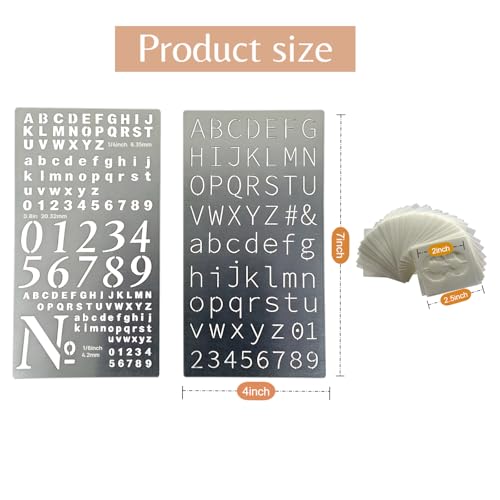 3 Pcs Metal Planner Stencil Journal Stencil, Rustproof Engraving Stencils with 36 Pcs Letter Stencils and Numbers for Journaling, Bookmarks, Rulers, Planners, Scrapbooks