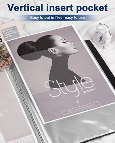 Portfolio Folder for Artwork Art Portfolio Binder 2 Packs 9"x12" Demo Book Black Portfolio Folder with Protective Film Binder with Plastic Sleeve 30 Pockets 60 Page Capacity - size: 9"x12"