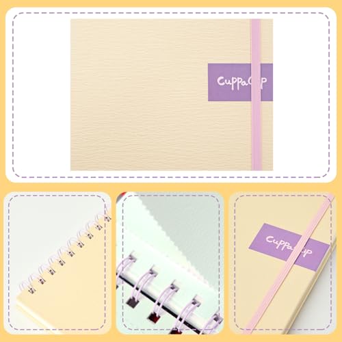 CuppaClip Watercolor Paper 9"x8.5" 300GSM 140LB Spiral Bound Cotton Water Color Pad Cold Press Inner Pocket Art Supplies (Yellow) - color: Yellow