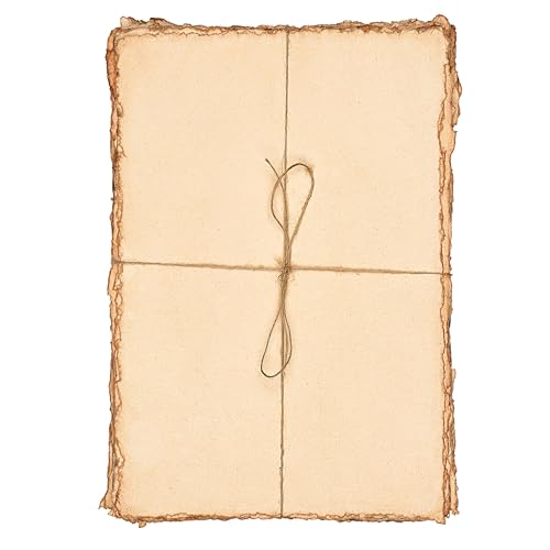 LEATHER VILLAGE Watercolor Paper- 7.5 X 11 inches - 20 Sheets Watercolor Paper for Drawing, Sketching, Wedding Cards & Crafts - 150 GSM Thick Deckle Edge Virgin Cotton Handmade Paper - Vintage - color: Antique/Vintage, size: 7 X 10 Inch
