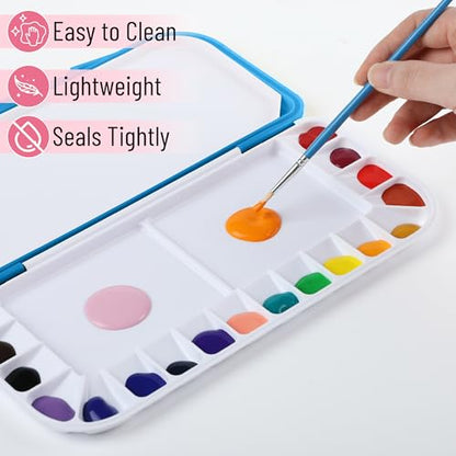 Mr. Pen- Airtight Watercolor Palette with Lid, 18 Wells & 2 Mixing Areas - color: Blue, size: 1 Pack
