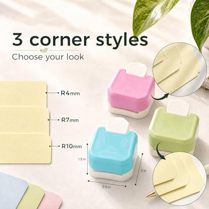 LOVEINUSA Corner Rounder Punch, 3 in 1 Paper Punch with 3 Round Corner Sizes (R4/R7/R10mm), Decorative Edge, Chamfer Cutter for Scrapbooking, Photos, Cardstock, Laminate, DIY Cards & Crafts