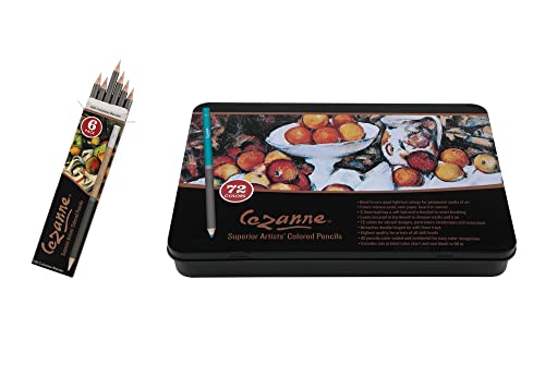 Cezanne Premium Colored Pencil Set With 6pk Colorless Blenders - Soft Wax Core Colored Pencils for Drawing, Blending, Coloring, Professional Artists & More! - 72-Count - size: 72 Count (Pack of 1)