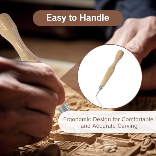 NIIIYTYB V-Tool Wood Carving Chisel 0.06 Inch (1.5mm) Triangular Blade, Alloy Steel Edge, Rubber Handle, Ideal for Linocut, Woodworking, Precision Carving