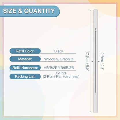 PATIKIL HB/B/2B/4B/6B/8B Graphite Pencils for Drawing, 12Pcs Sketching Pencils Wood Supplies Set Break-Resistant Lead with Built-in Sharpening Area for Painting Sketching Artist Design - style: HB/B/2B/4B/6B/8B