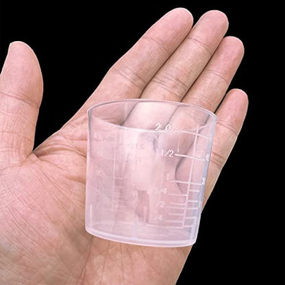 30 Pcs Plastic Graduated Cups, 60ml/2oz Clear Scale Cups | Transparent Experiment Measuring Cup with 50 Pcs Wooden Stirring Sticks for Epoxy, Resin, Stain, Mixing Paint - size: 60 milliliters