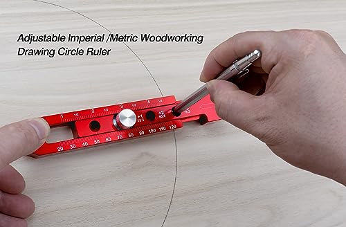 Woodworking Compass Scriber, Portable Aluminum Alloy Woodworking Compass Tool, Adjustable Metric/Inch Arc Drawing Ruler Circle Drawing Ruler Marking Gauge Circle Marking Tool (mini) - style: Pocket Compass - 1" – 7" Range