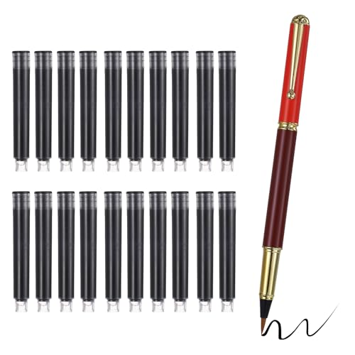 PATIKIL Calligraphy Brush Pens Refillable Brush Pen Set Black Red | Chinese Hand Writing Marker Kits, with Fountain Ink Metal Clip, for Lettering Journaling Art Drawing - color: Red