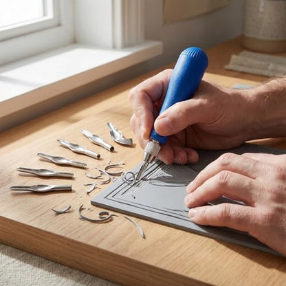 Falling in Art Block Cutters with 6 Type Blades &2 Plastic Storage Handles - style: 6 Type Blades &2 Handles