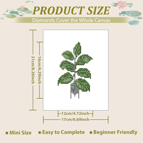 Aestalrcus Plants Small Diamond Art Kits for Adults, 16 Pcs, 6.7x8.3 Inch - color: Green Plants