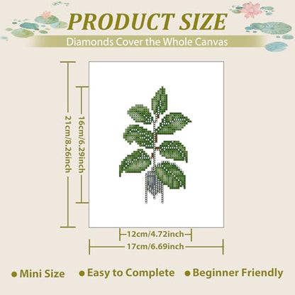 Aestalrcus Plants Small Diamond Art Kits for Adults, 16 Pcs, 6.7x8.3 Inch - color: Green Plants