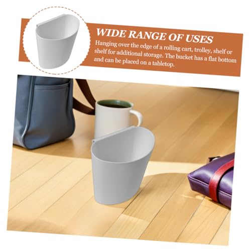 NUOBESTY 4Pcs Hanging Bucket Storage Baskets 4.7X4.7X4.7 Inch Plastic Hanging Cup Holders for Rolling Cart Organizer Office Supplies - color: White